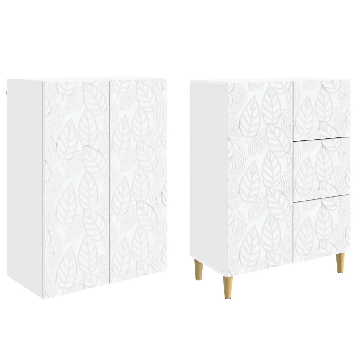 Modular Furniture Set 2 Pieces White Compact Space-Saving Indoor Outdoor