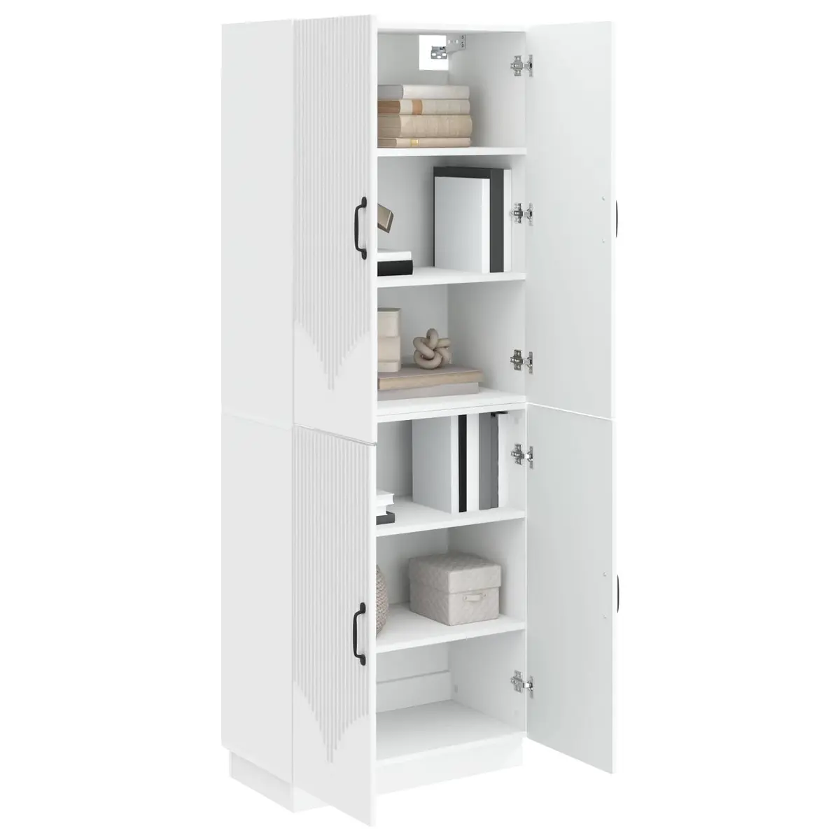 Cabinet Set Engineered Wood 2 Piece White Indoor Outdoor Storage Furniture