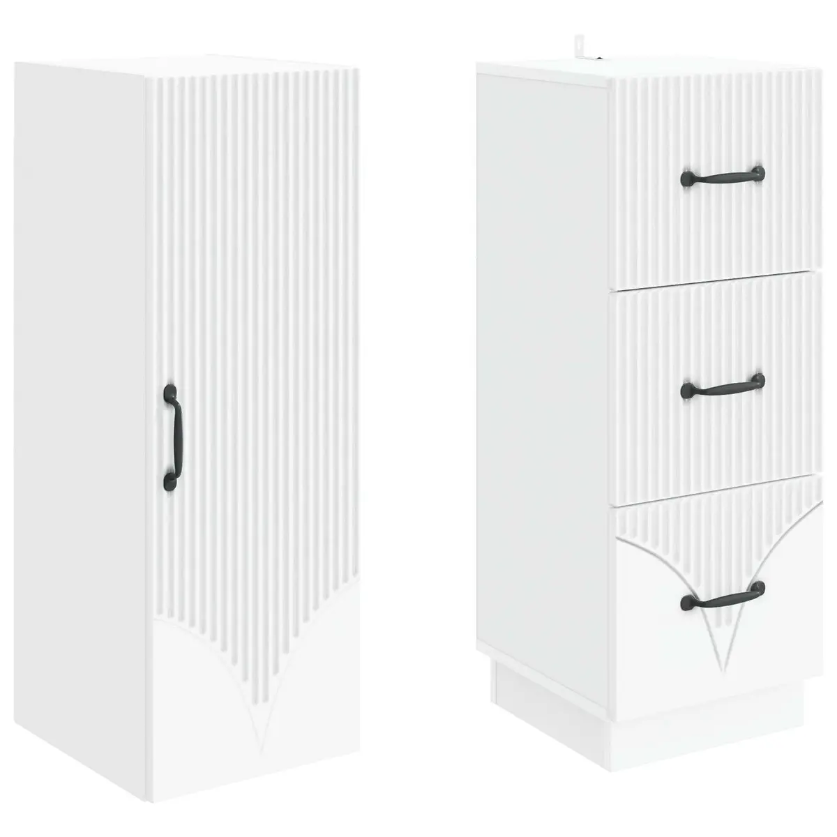 Storage Cabinet Set Engineered Wood 33 x 34.5 x 87 cm White Modern Sliding Doors Shelves Drawers Organizer