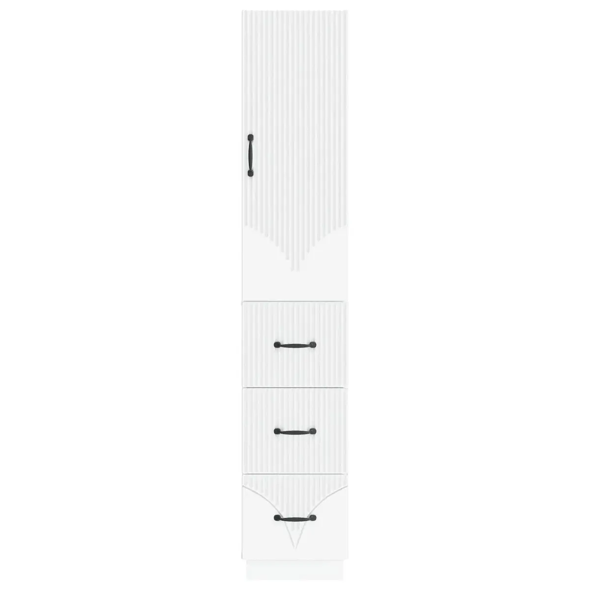 Storage Cabinet Set Engineered Wood 33 x 34.5 x 87 cm White Modern Sliding Doors Shelves Drawers Organizer