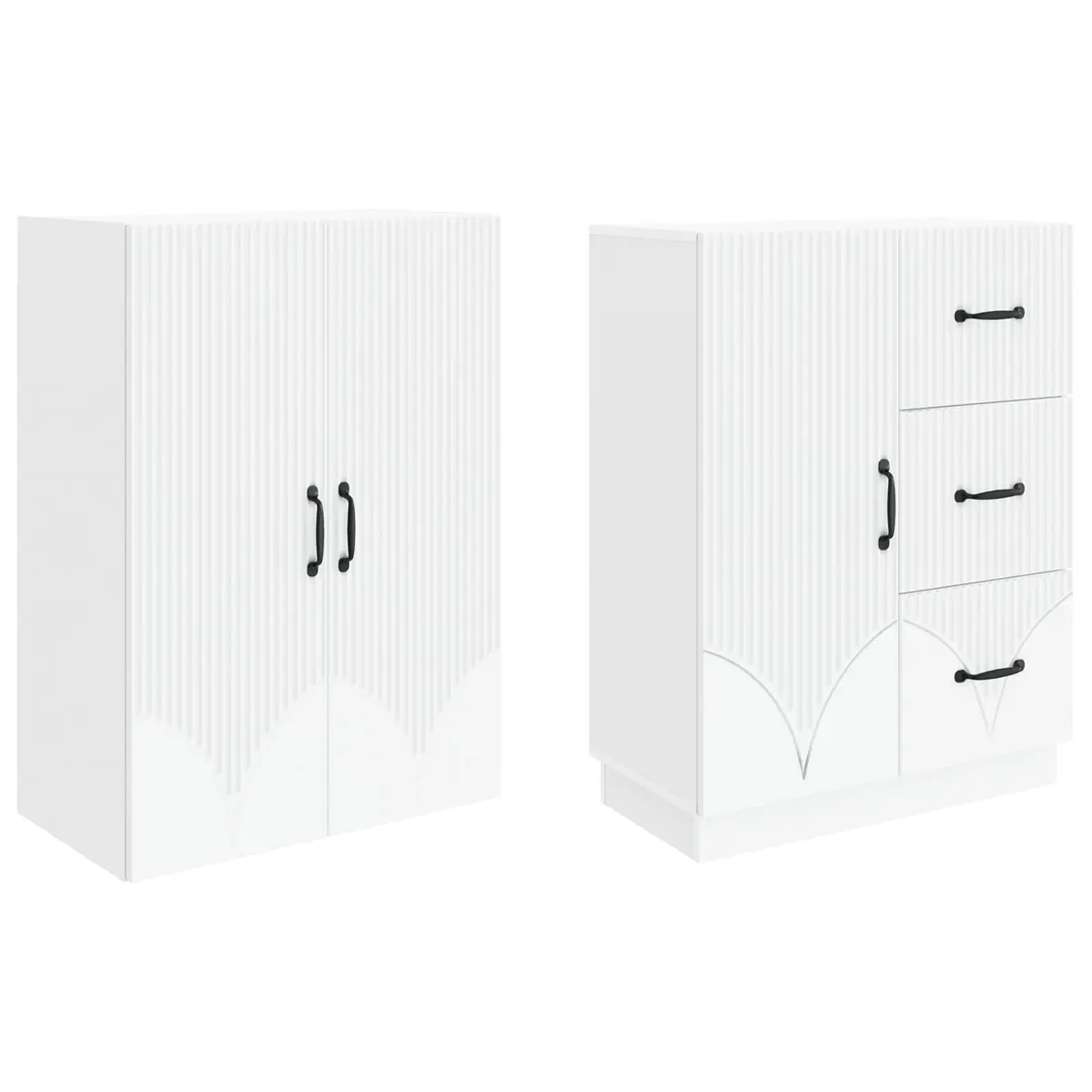 Cabinet Set Engineered Wood 2 Pcs Storage Furniture Living Room Bedroom