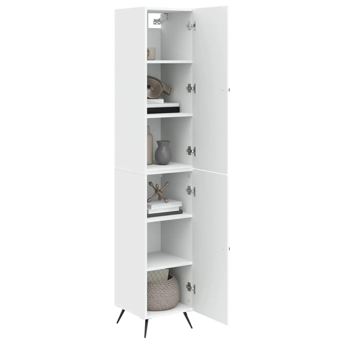 Cabinet Set 2 Pcs White Engineered Wood Furniture Storage Living Room Bedroom