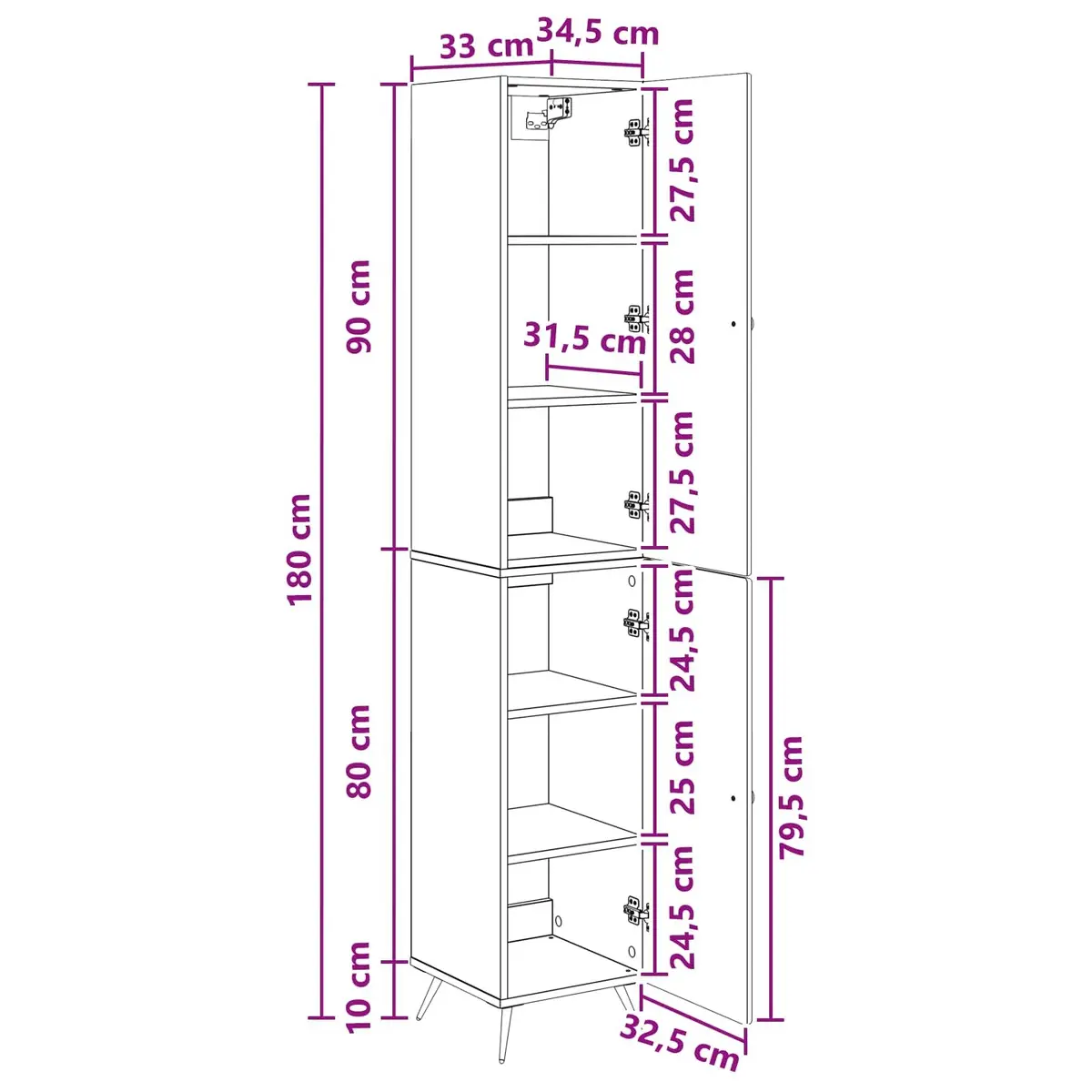 Cabinet Set 2 Pcs White Engineered Wood Furniture Storage Living Room Bedroom