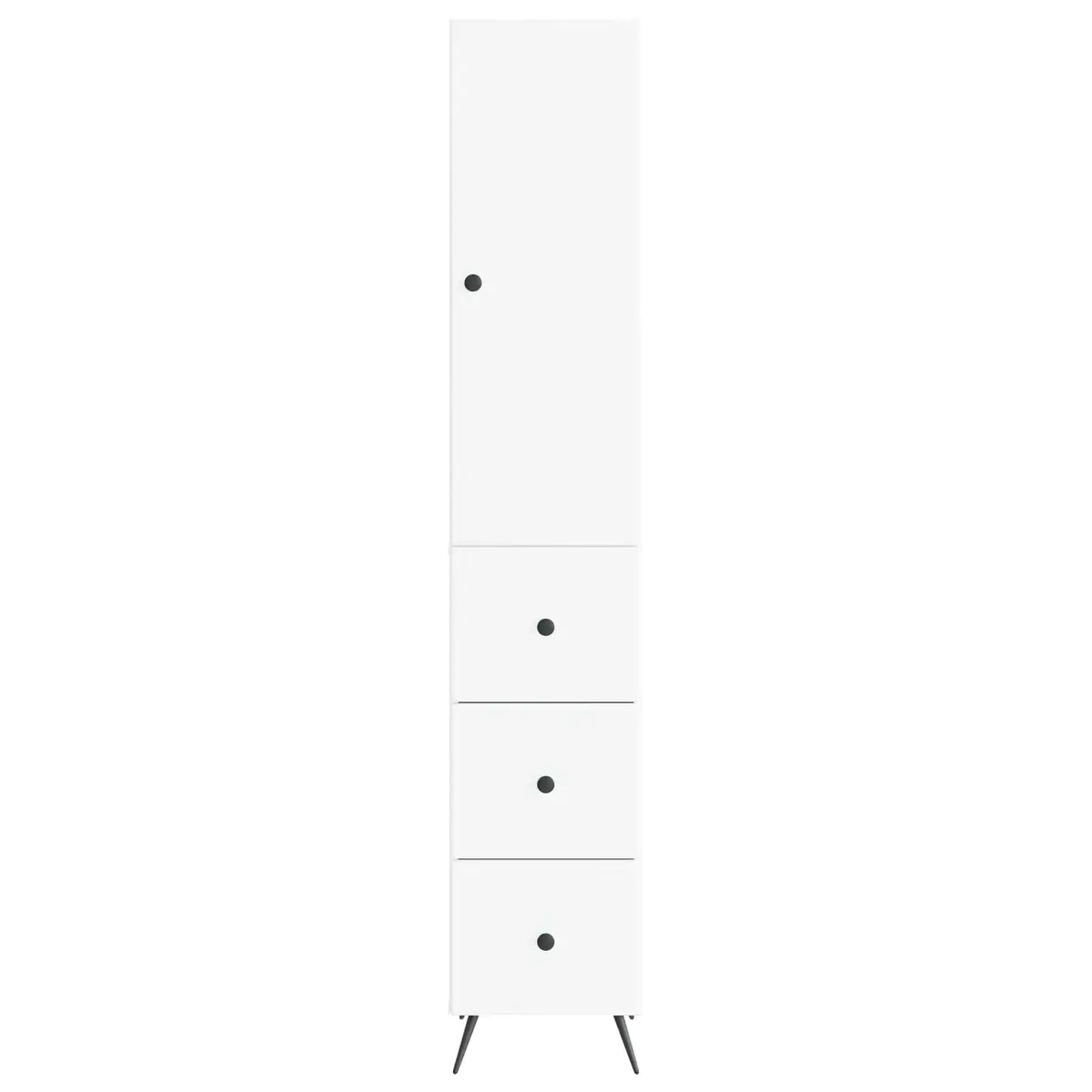 2 Piece Storage Cabinet Set Engineered Wood Sliding Doors Adjustable Shelves White 34.5 x 34.5 x 90 cm for Home Office Bedroom Living Room