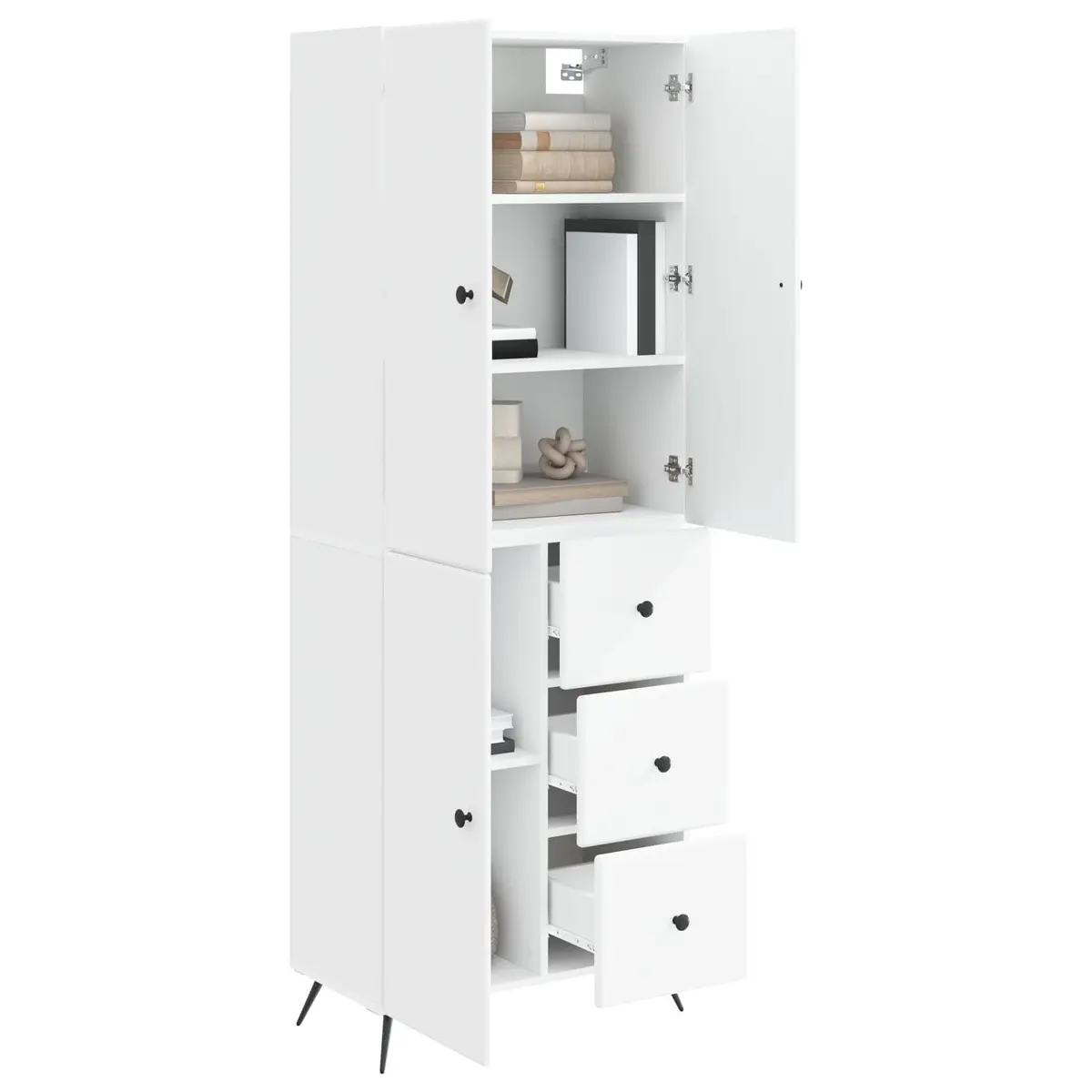 2 Piece Cabinet Set White Storage Furniture Engineered Wood Indoor Outdoor