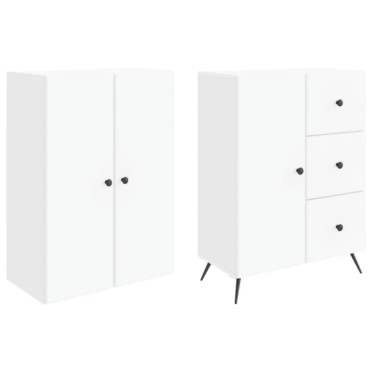 2 Piece Cabinet Set White Storage Furniture Engineered Wood Indoor Outdoor