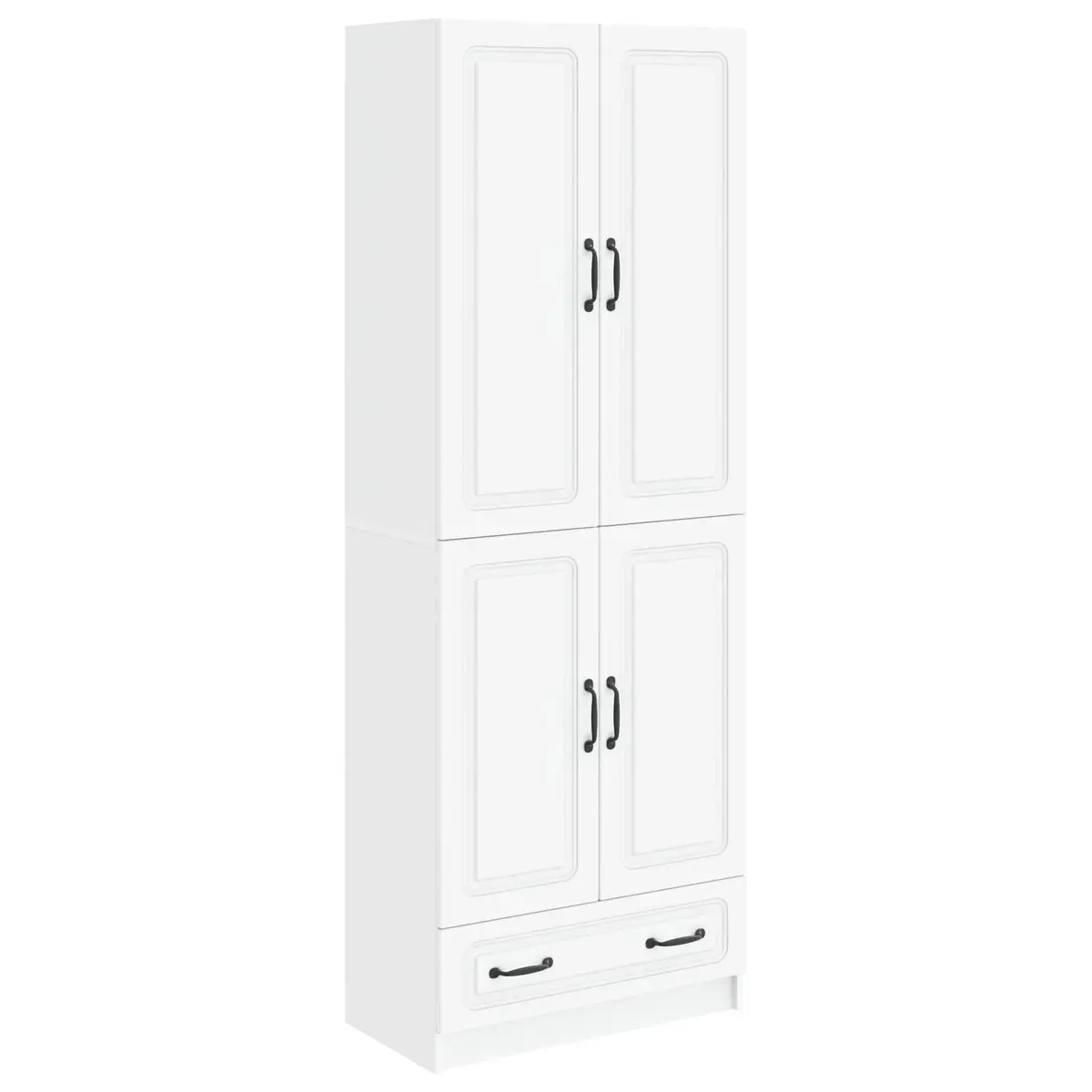 Cabinet Set Engineered Wood 2 Pieces White Furniture Home Storage Living Room