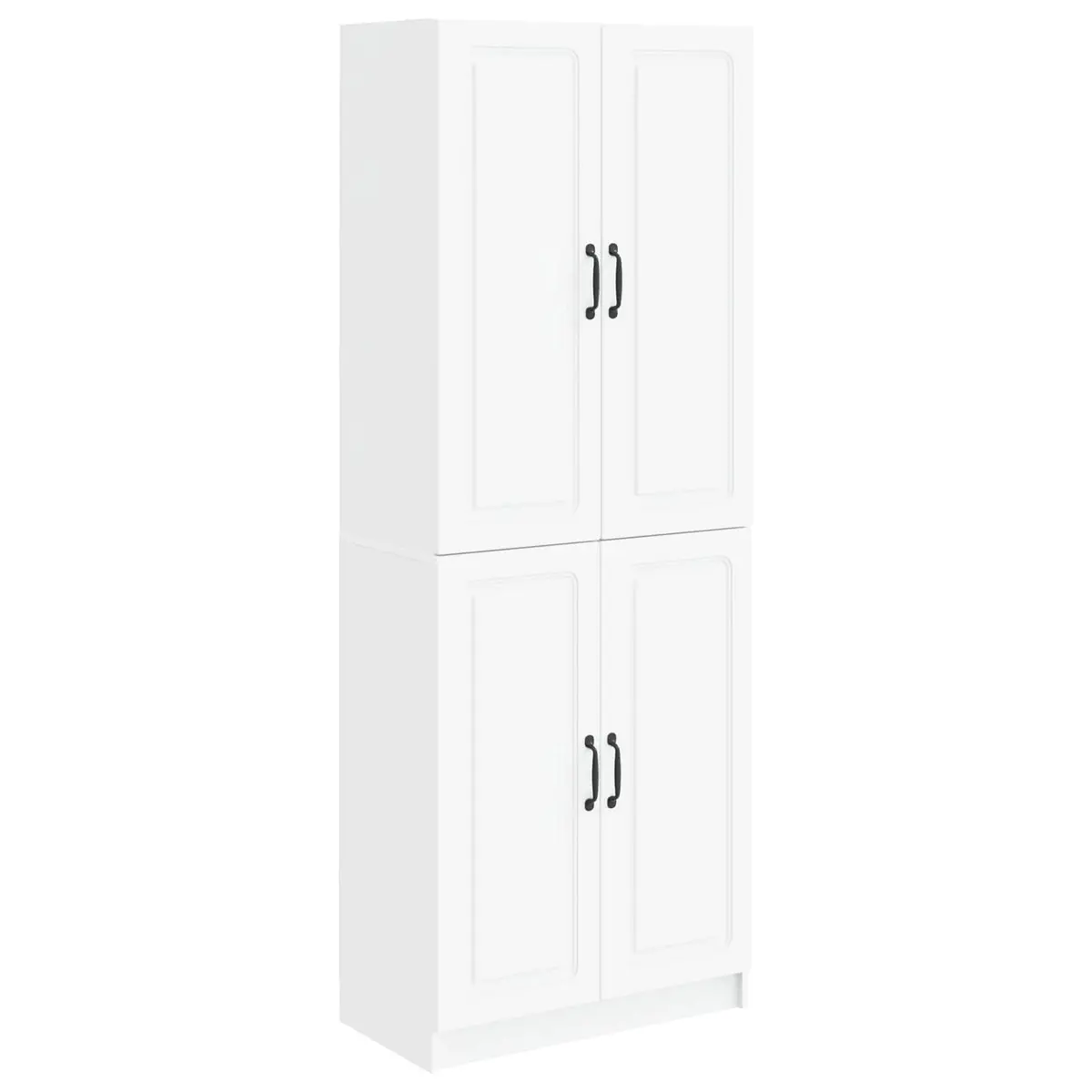 White Engineered Wood Cabinet Set 2 Piece Storage Furniture Compartment Shelves