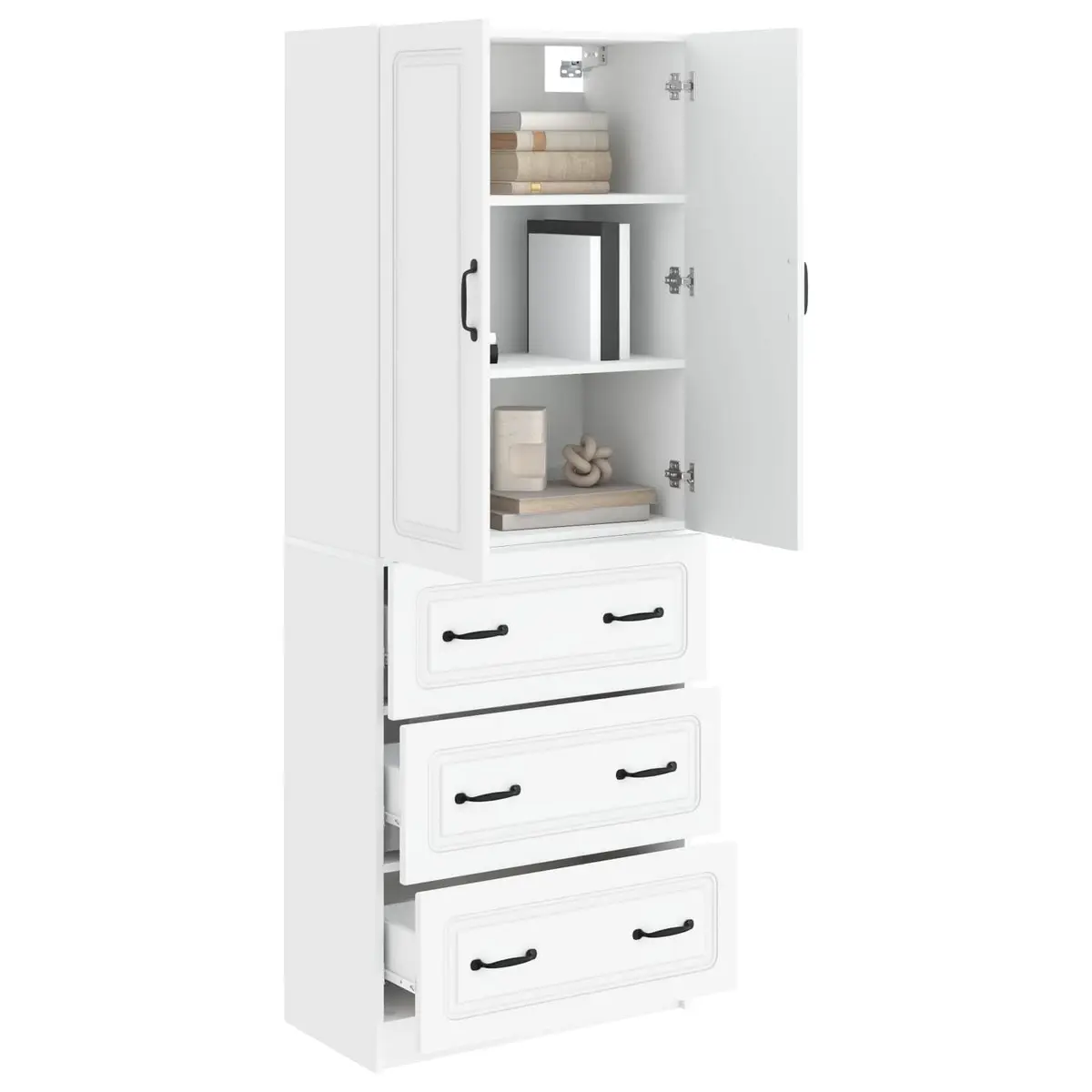 Storage Cabinet Set 2 pcs White Modern Furniture Hallway Bedroom Lounge