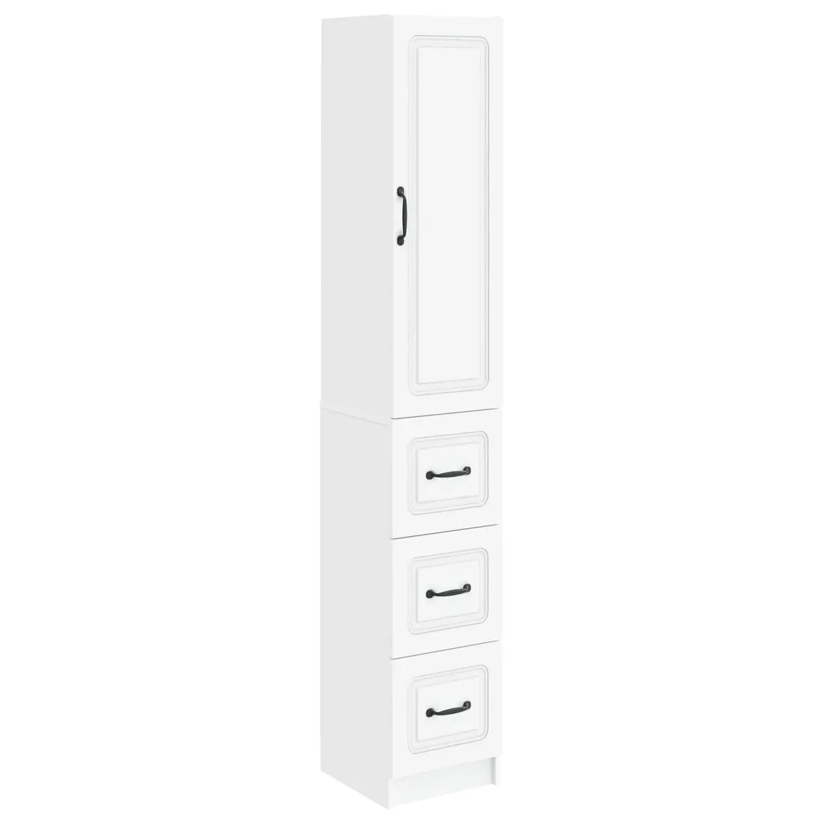 Storage Cabinet Set Engineered Wood 33 x 34.5 x 87 cm White with Drawers Shelves LED Light