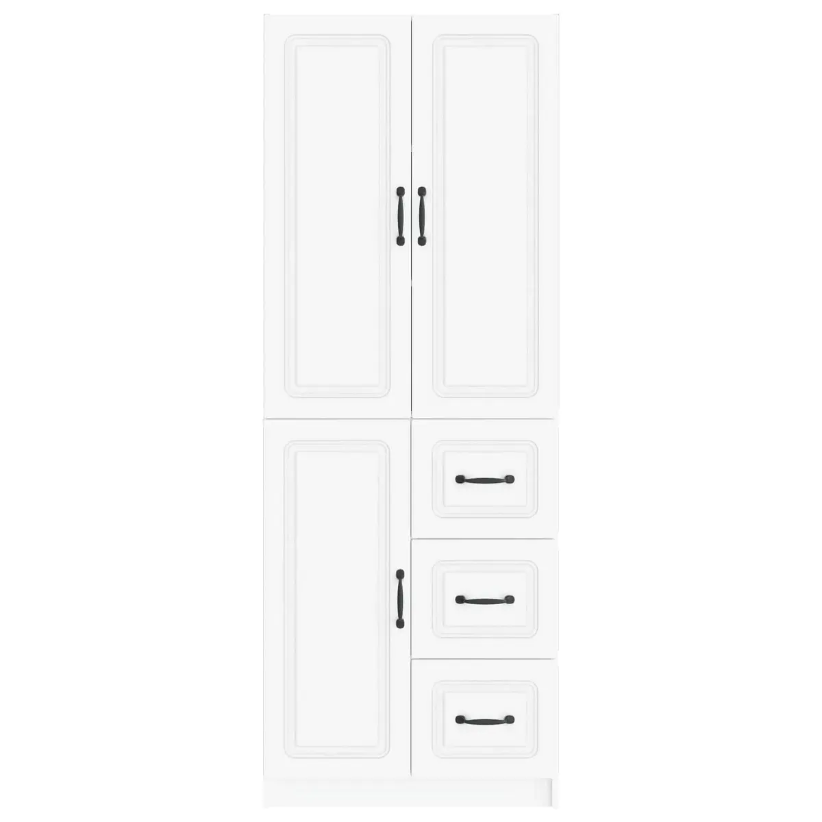 2 Piece White Engineered Wood Cabinet Set Modern Storage Living Room Organiser
