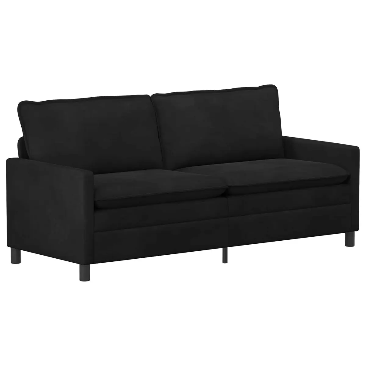 2 Piece Sofa Set Velvet Black Modern Double Layer Cushions