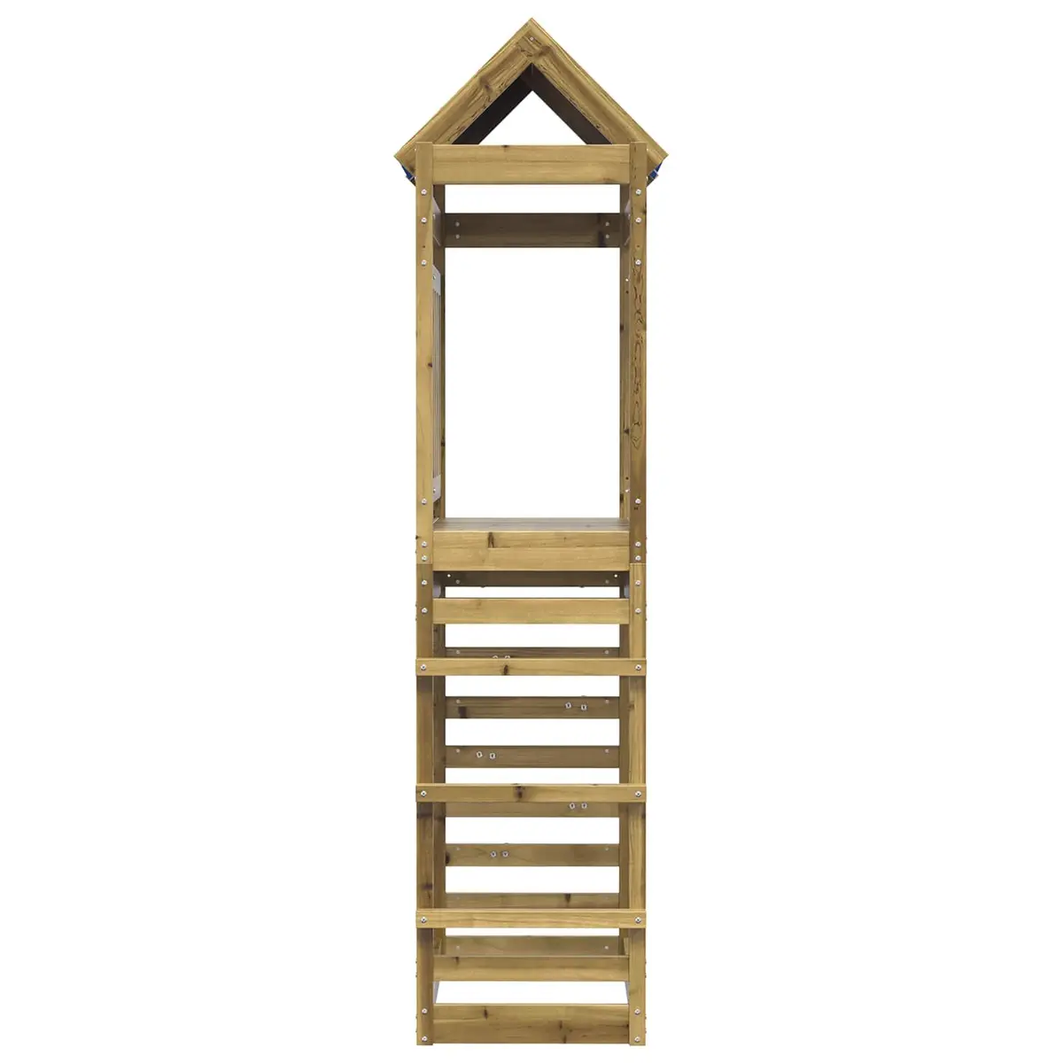 Outdoor Playground Equipment Brown Play Tower Solid Wood Climbing Structure 85x52.5x239cm