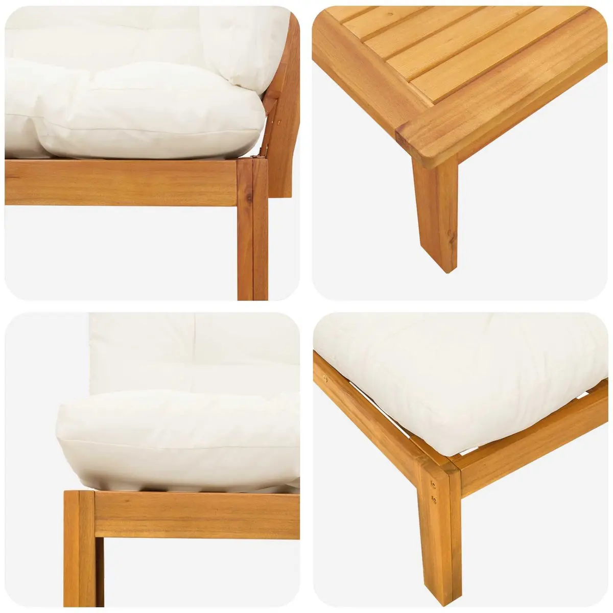 Outdoor Sectional Sofa Units Solid Acacia Wood 2 pcs Brown Garden Patio Seating
