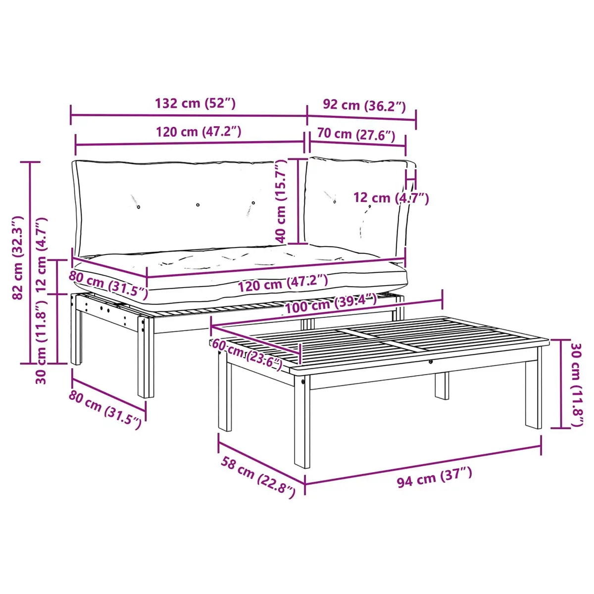 Acacia Wood Sofa Units for Home Use