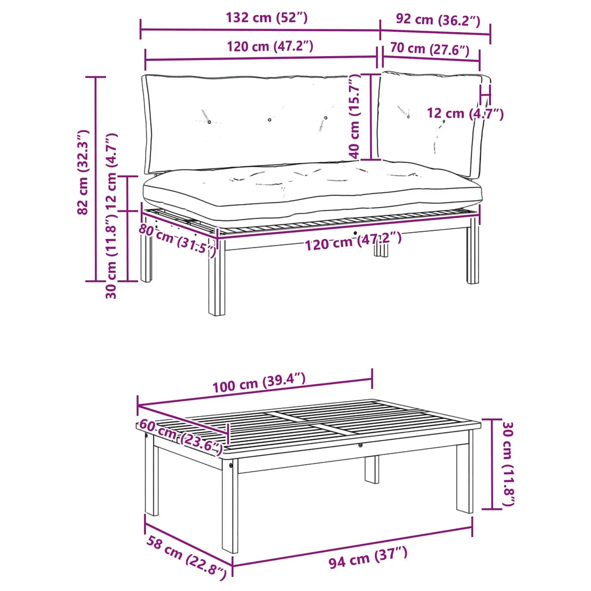 Acacia Wood Sofa Units for Home Use