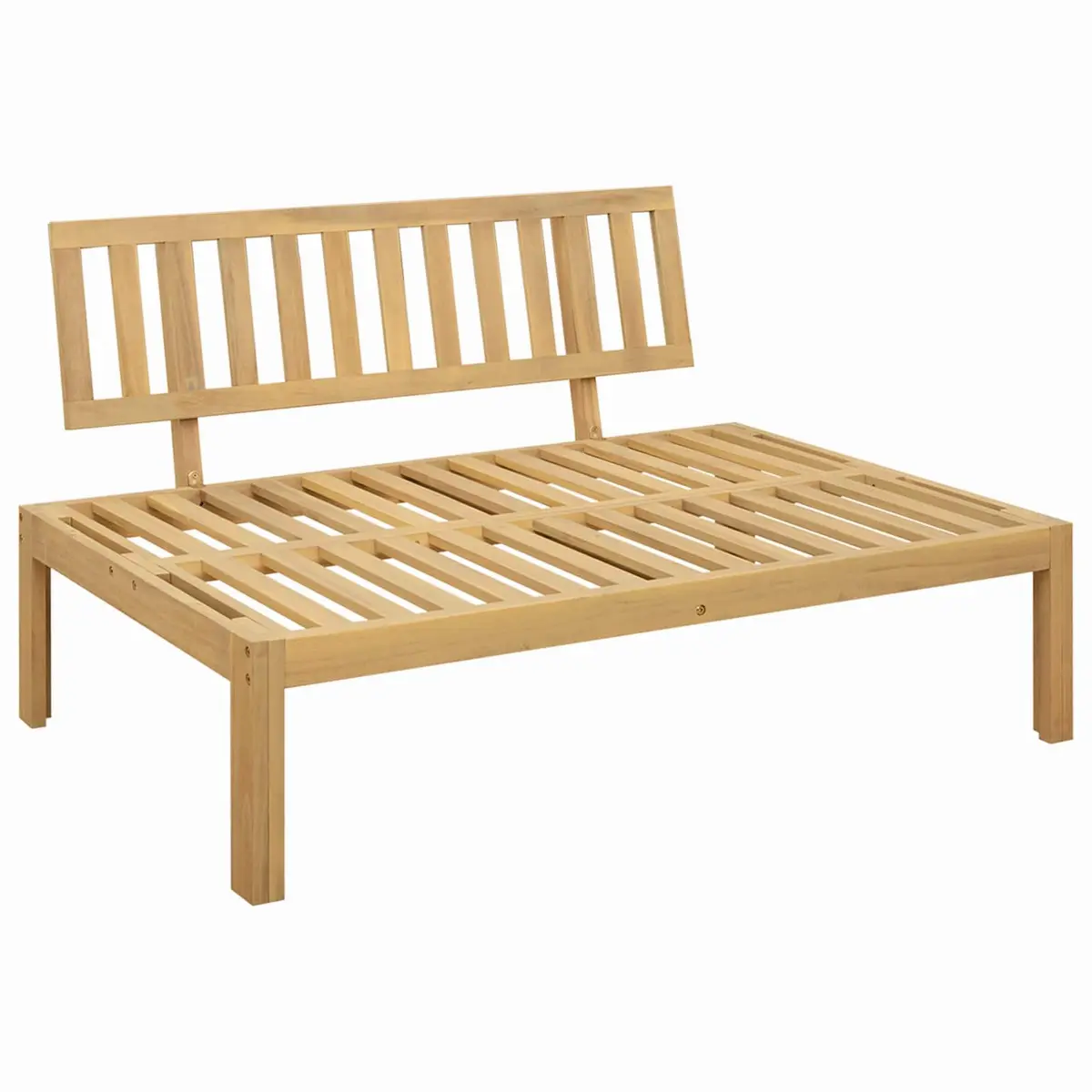 Outdoor Middle Unit Sofa Light Acacia Wood Cream White for Garden Use