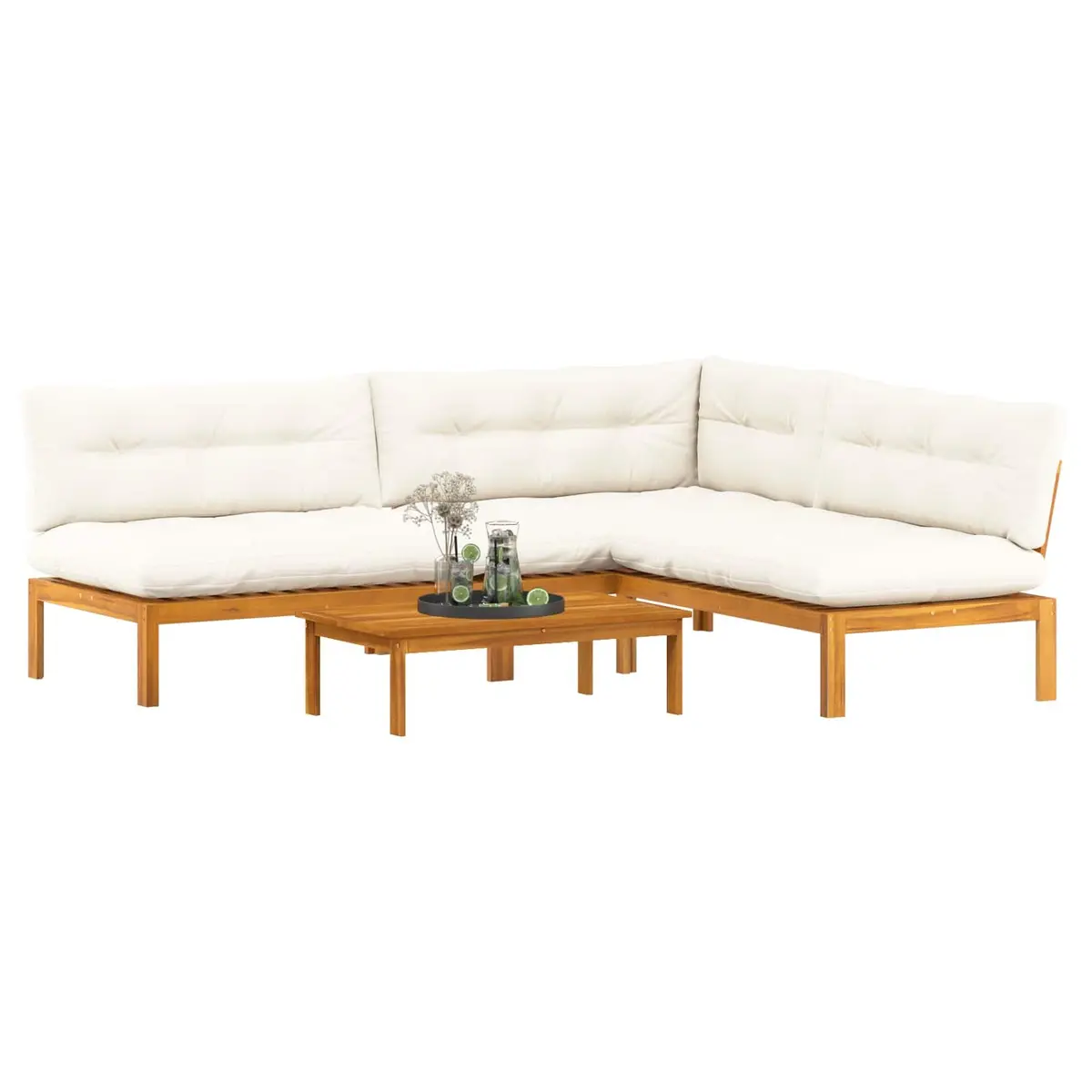 Outdoor Sectional Sofa Set 4 Piece Corner Garden Pallet Seating Lounge with
