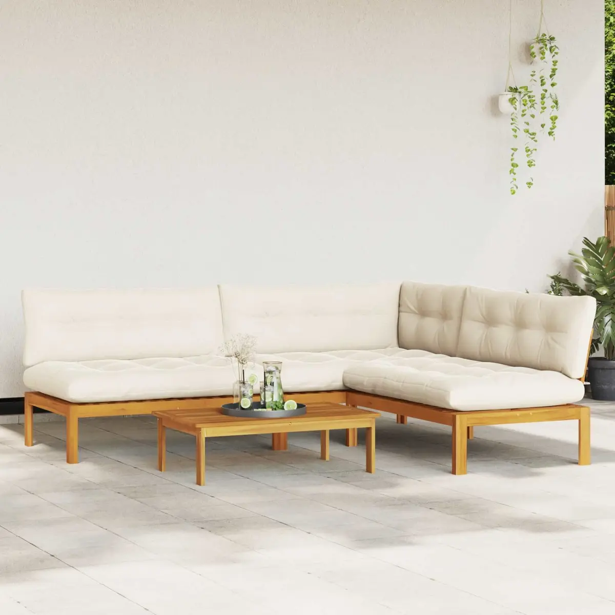 Outdoor Sectional Sofa Set 4 Piece Corner Garden Pallet Seating Lounge with