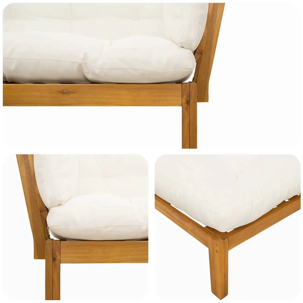 Outdoor Garden Pallet Sofa Set 2 Piece Corner Lounge with Low Table Brown Cream White