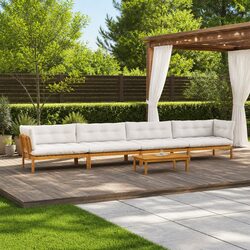 5 Piece Garden Pallet Sectional Sofa Set with Low Table Outdoor Corner Lounge