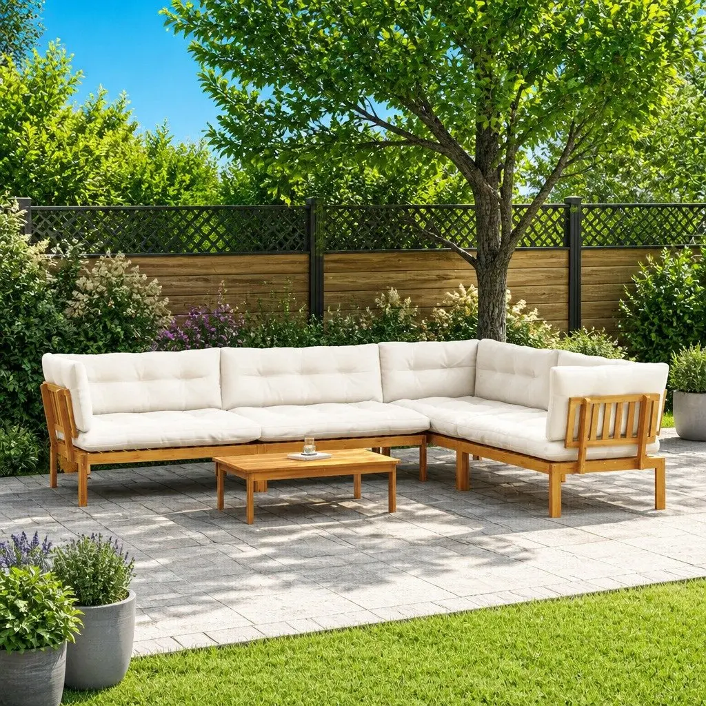5 Piece Garden Pallet Sofa Set Corner Sectional Outdoor Seating Lounge Furniture