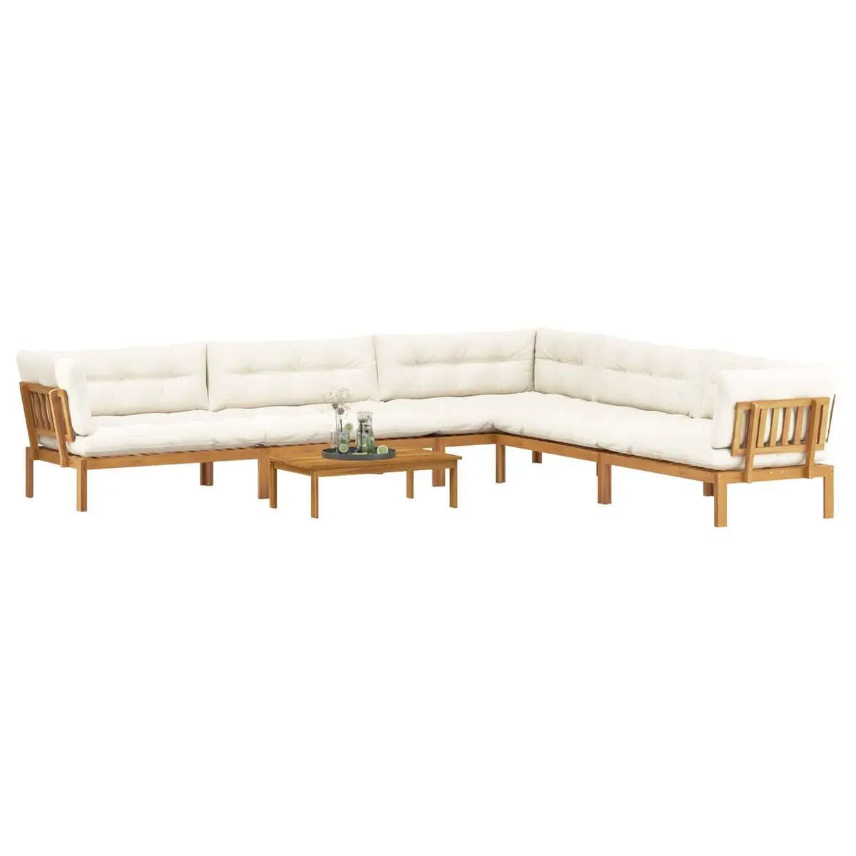 Garden Pallet Sofa 6 Piece Outdoor Sectional Set Solid Acacia Wood Brown