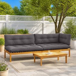 3 Piece Garden Pallet Sofa Set Corner Lounge Outdoor Sectional with Table