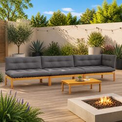 Outdoor Garden Pallet Sofa Sectional Set 4 Piece Corner Lounge Seating with