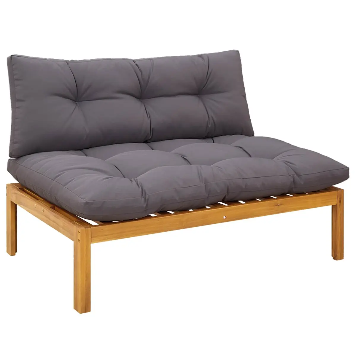 5 Piece Corner Sectional Sofa Set Solid Acacia Wood Brown Outdoor Lounge