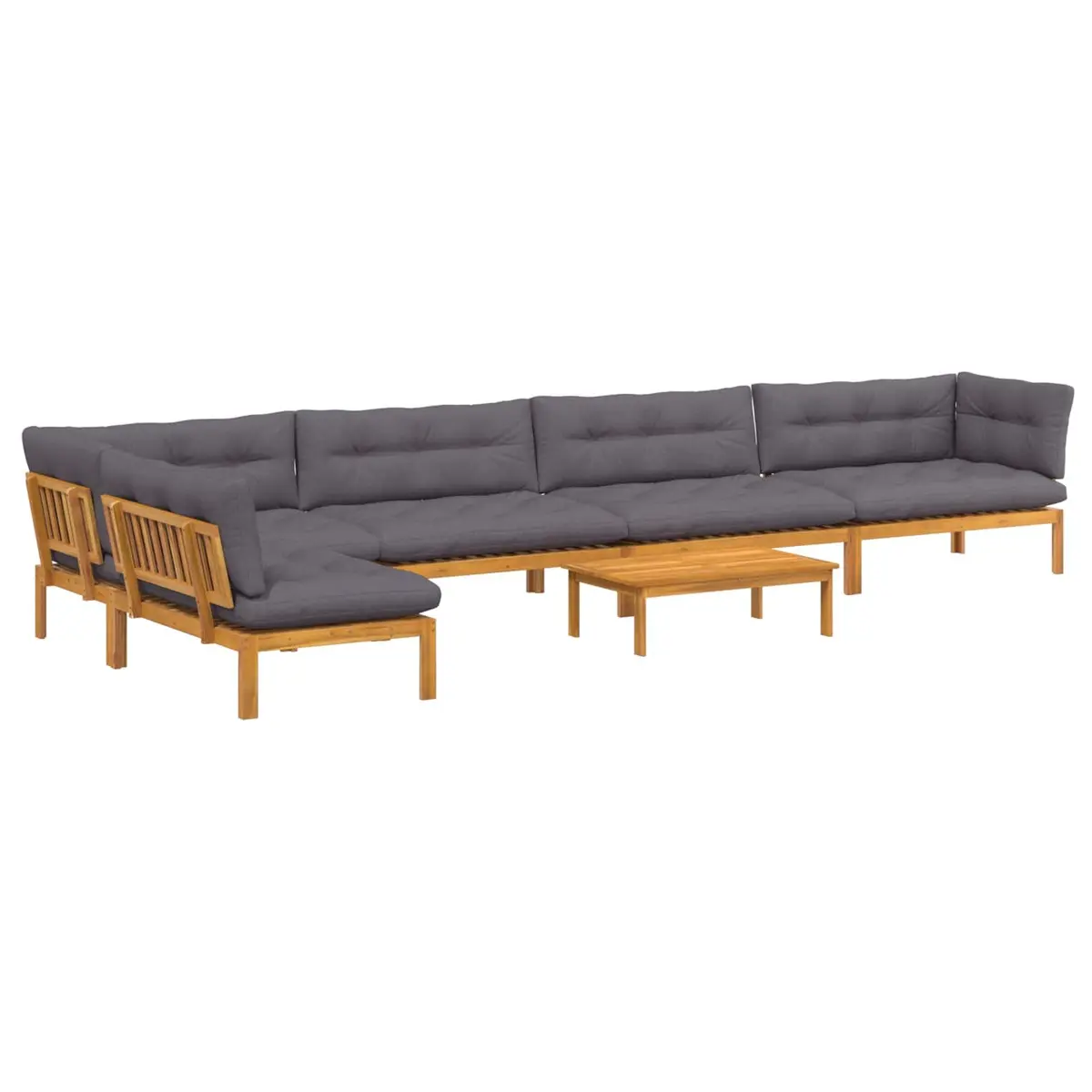 Garden Pallet Sofa Set 6 Piece Corner Outdoor Sectional Lounge with Table