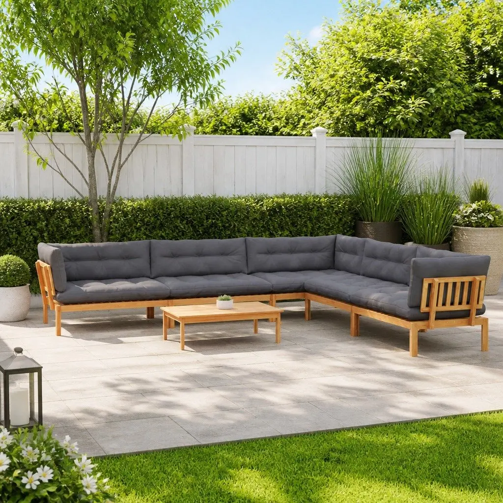 Outdoor Sectional Sofa Set 6 Piece Corner Pallet Lounge with Low Table Garden