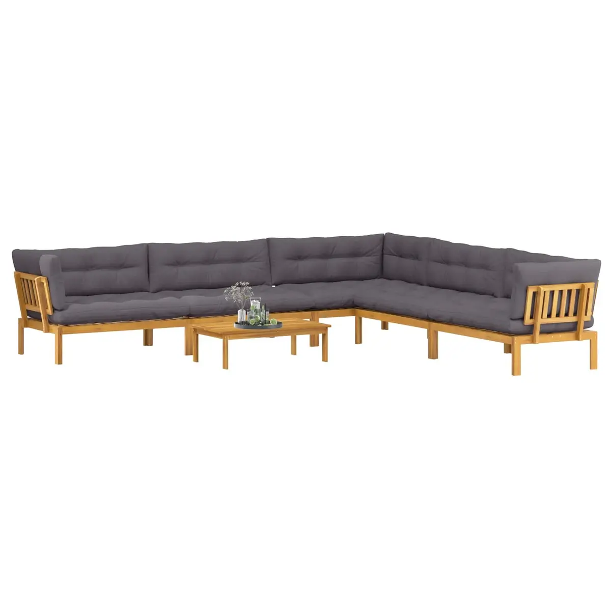 Outdoor Sectional Sofa Set 6 Piece Corner Pallet Lounge with Low Table Garden