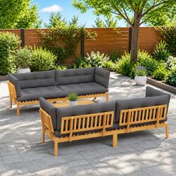 5 Piece Garden Pallet Sofa Set Corner Lounge Outdoor Sectional Units with Table