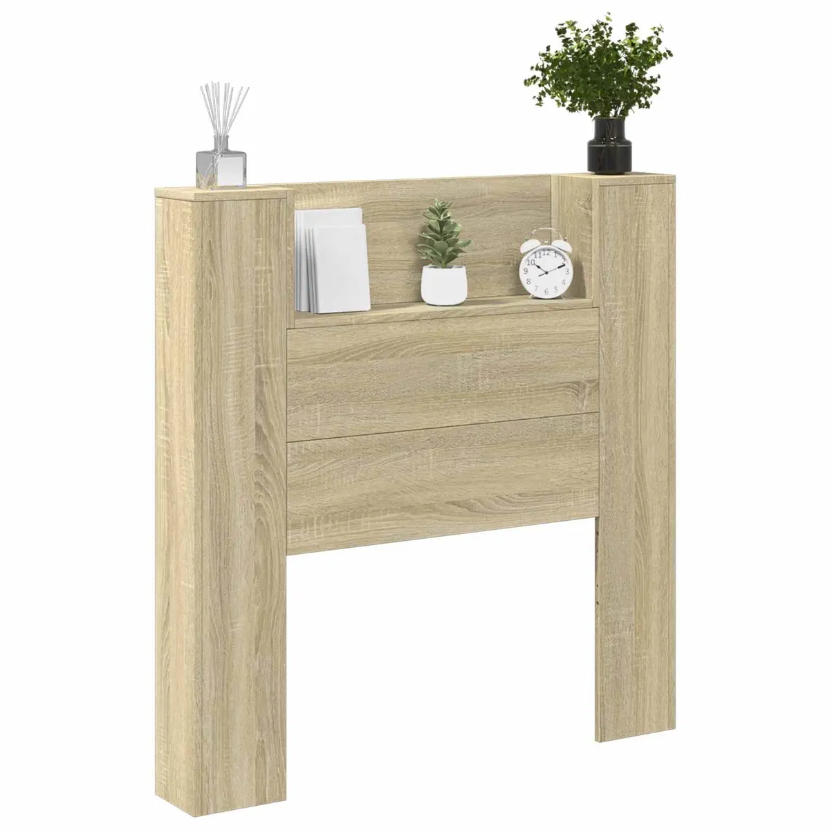 Storage Headboard Engineered Wood Brown with RGB LED Lights