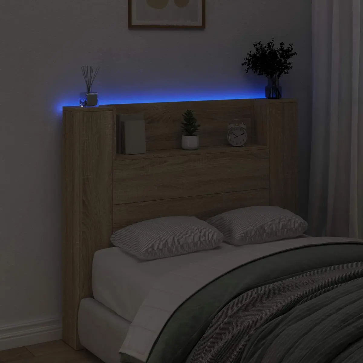 Storage Headboard with LED Lights for Any Bedroom
