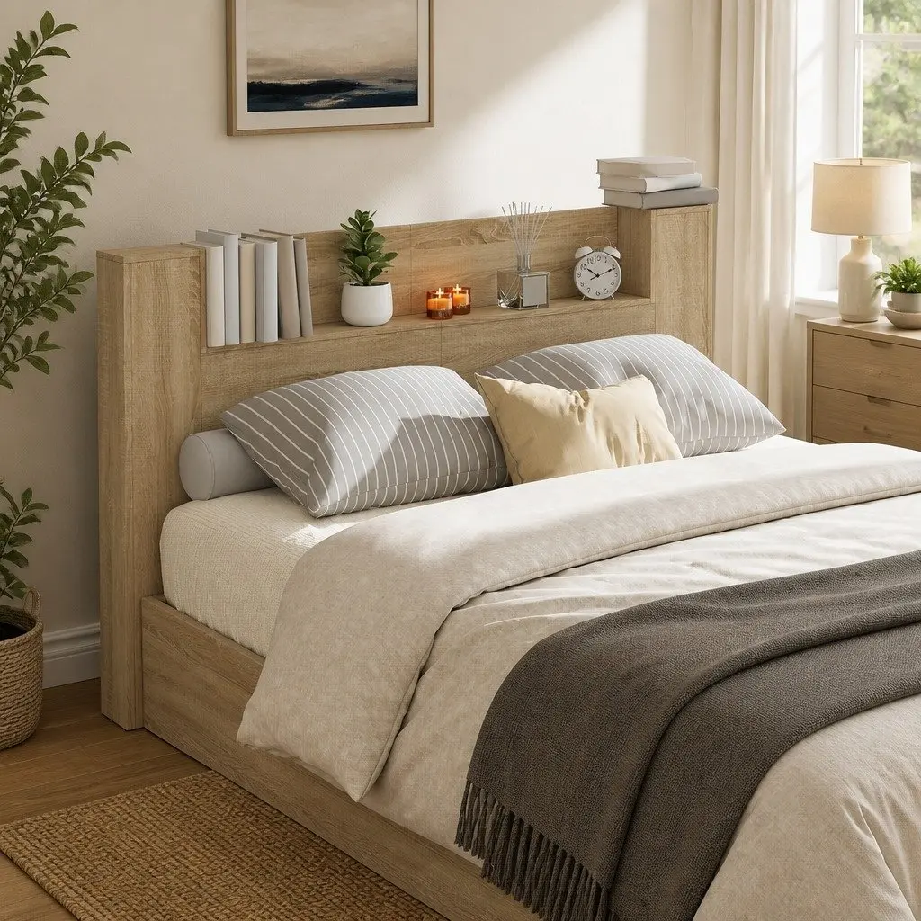 Storage Headboard with RGB Lighting for Bedrooms