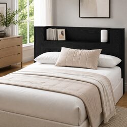 Functional Storage Headboard for Books and Devices
