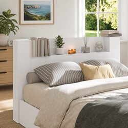 Functional Storage Headboard with LED Lights for Your Home