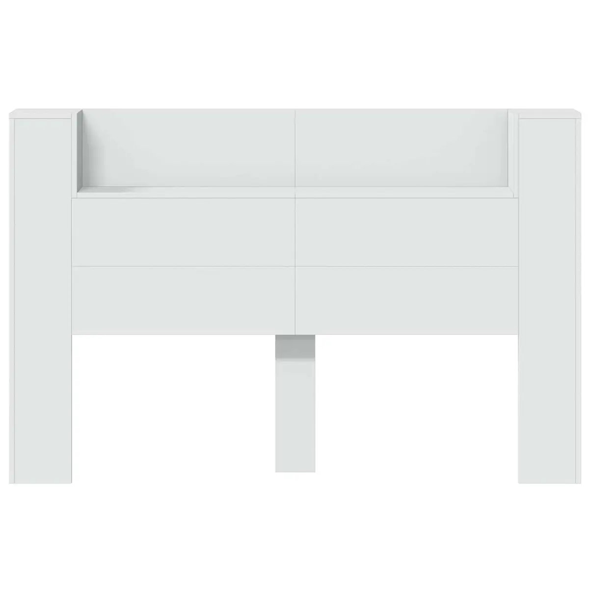 Storage Headboard with RGB LED Lights White Engineered Wood Bedroom Shelf