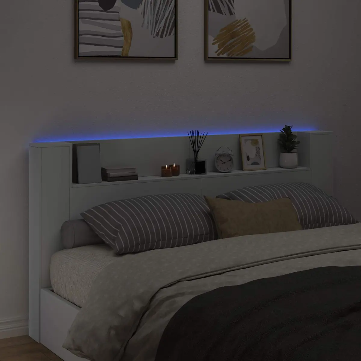Storage Headboard with RGB LED Ambient Lighting