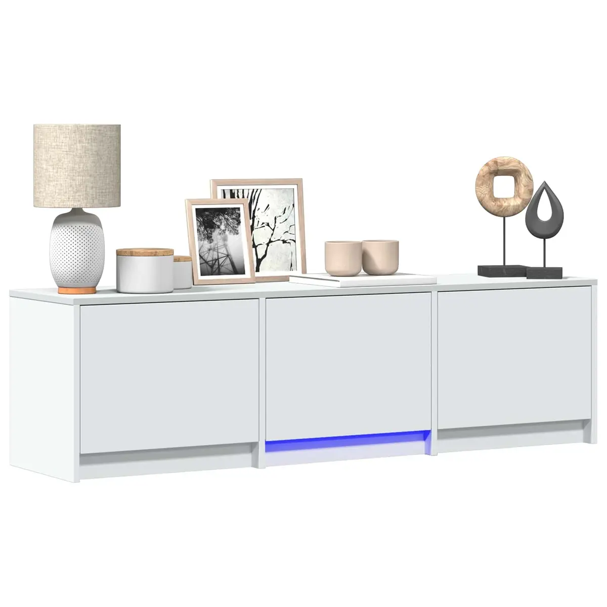 TV Cabinet Engineered Wood 140 x 34 x 40 cm White with LED Lights
