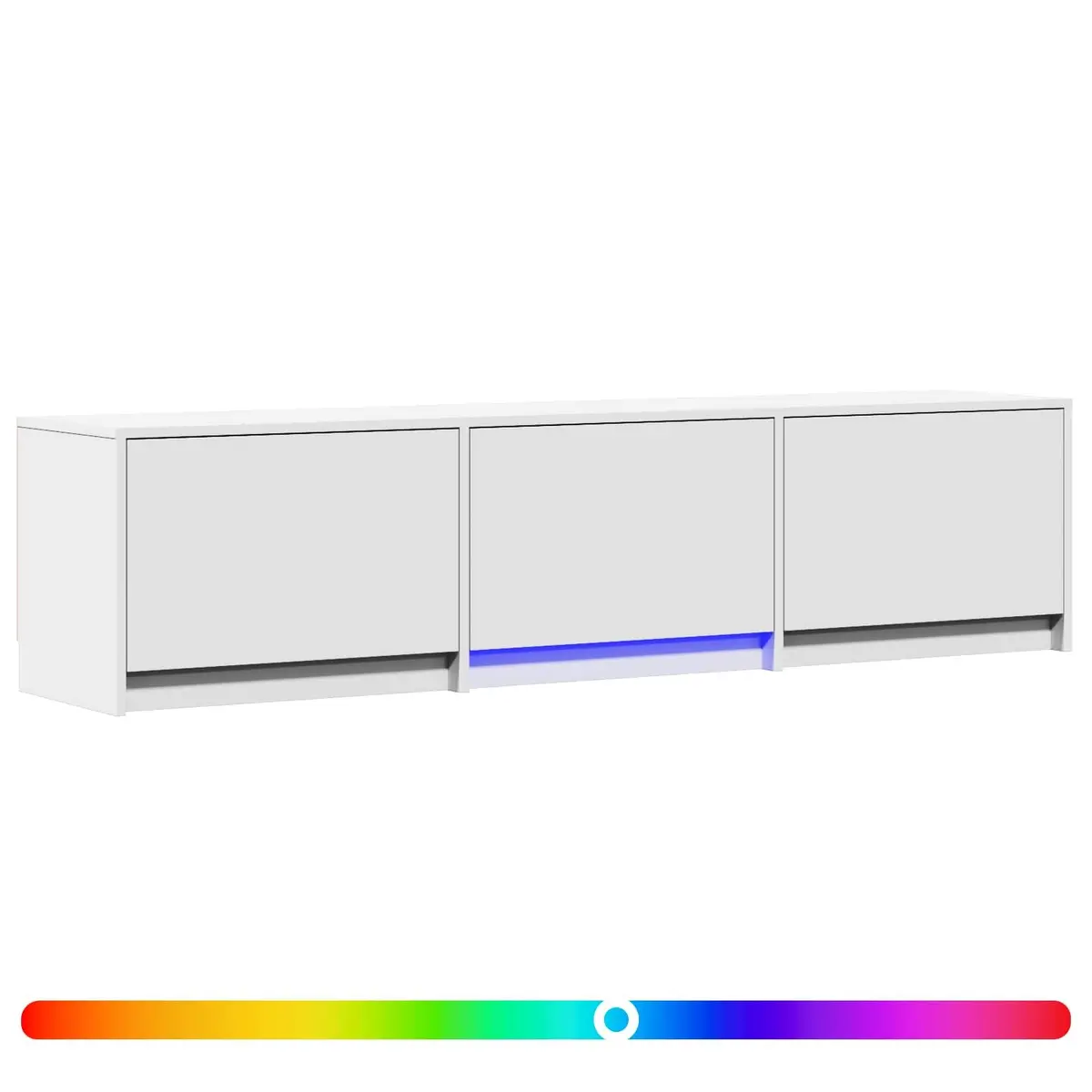 LED TV Cabinet 165cm White Engineered Wood Storage Unit with Adjustable Lighting