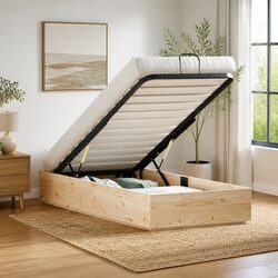 Ottoman Storage Bed Frame Solid Pine Wood Single Double Queen King Size Bedroom