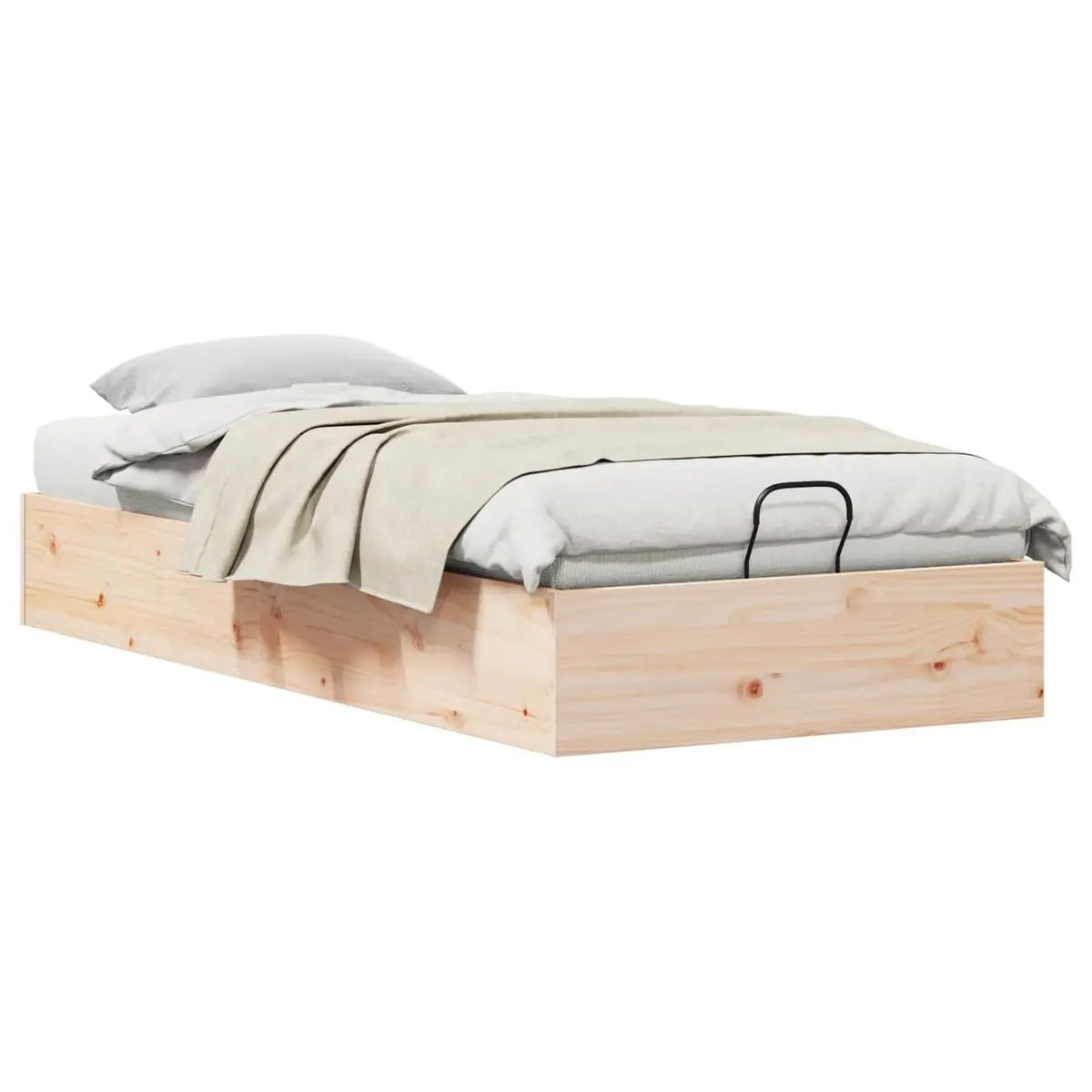 Ottoman Bed Frame Natural Wood 90 x 190 cm Brown Gas Lift-up Storage