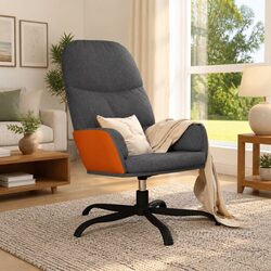 Relaxing Arm Chair Swivel Recliner Grey Fabric Padded Seat Armrests Living Room