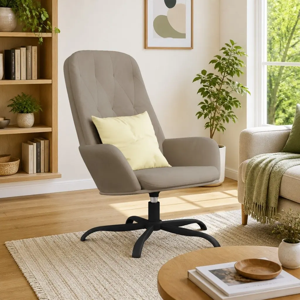 Relaxing Chair Velvet Light Grey 360 Degree Swivel Arm Chair