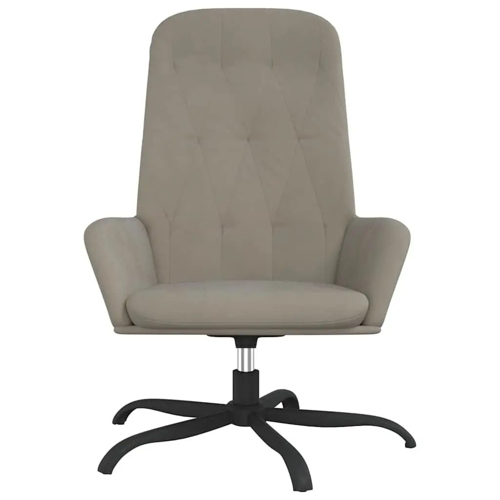Relaxing Chair Velvet Light Grey 360 Degree Swivel Arm Chair