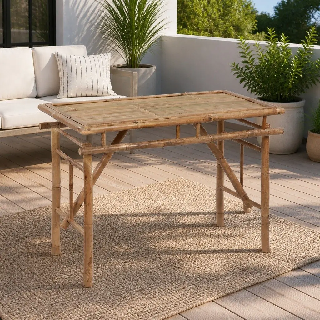 Portable Bamboo Folding Table 115x50x75cm Brown Outdoor Indoor Camping Garden