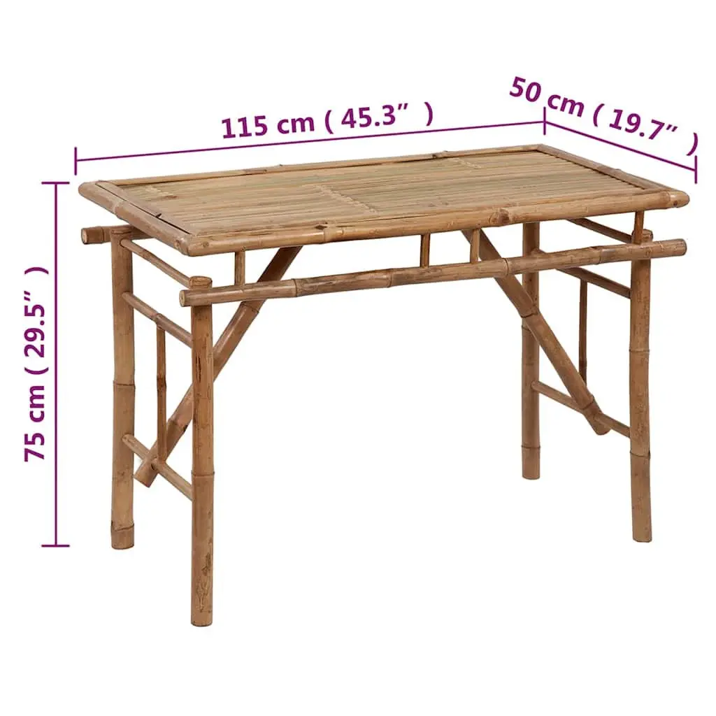 Portable Bamboo Folding Table 115x50x75cm Brown Outdoor Indoor Camping Garden